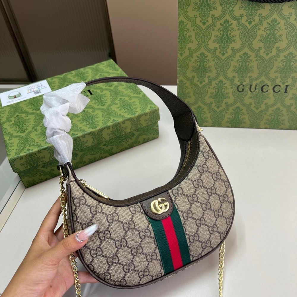 Gucci Ophidia Small Shoulder Bag Beige And Dark Brown Gg Fabric 22Cm 838463 Fae0P 9746 - Image 3