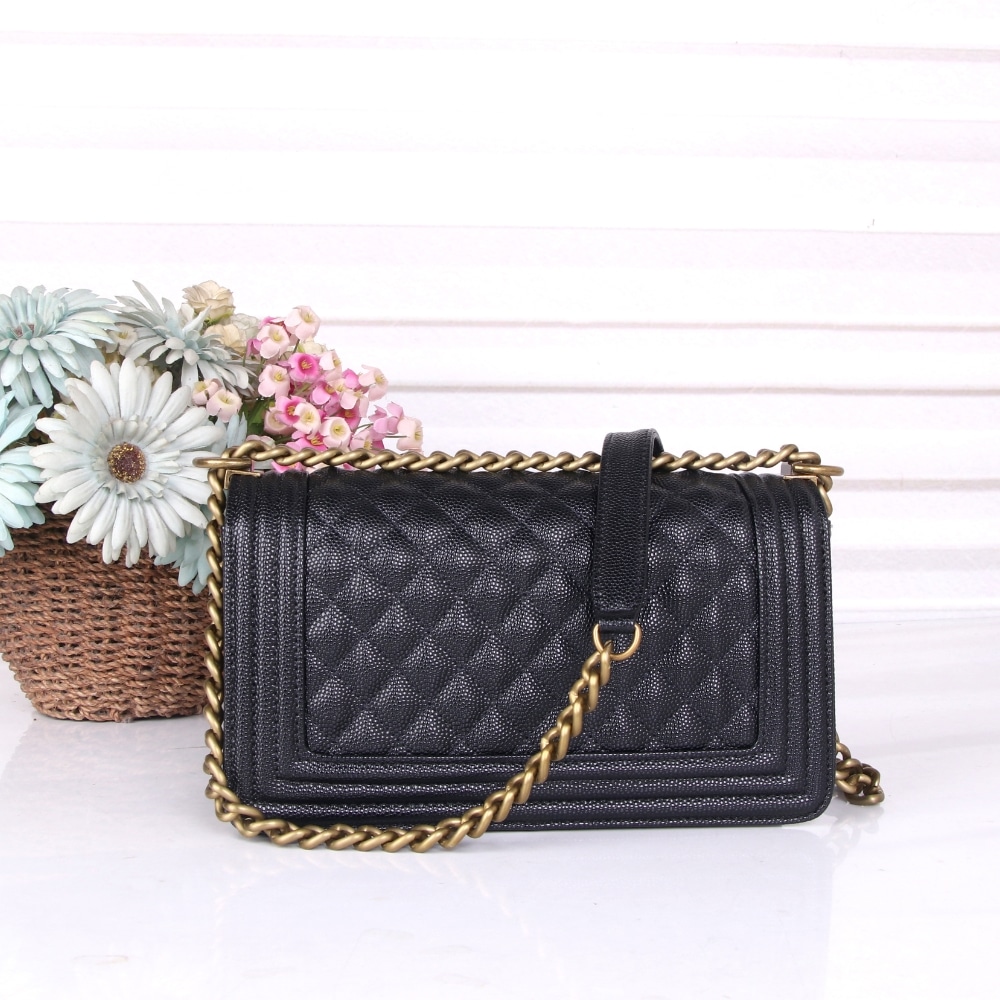 Chanel Medium Boy Bag Black Gold Hardware 25Cm - Image 3