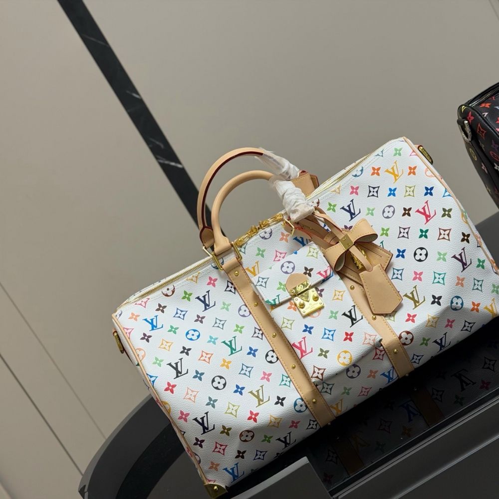 Louis Vuitton X Takashi Murakami Keepall Bandoulière 45 Bag Multicolore Blanc 45Cm M13742 - Image 2