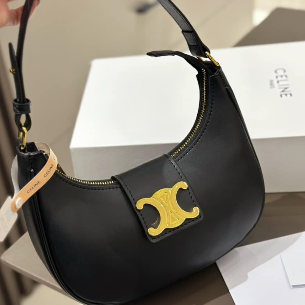 Celine Medium Ava Triomphe Bag In Smooth Black 24Cm 114493Dgq 38No - Image 3