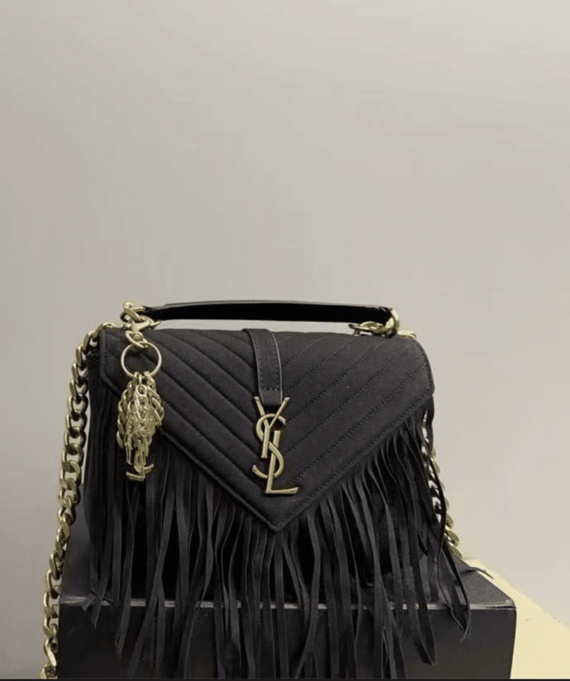 Alternative view of Saint Laurent College Medium Suede Shoulder Bag Black 24Cm
