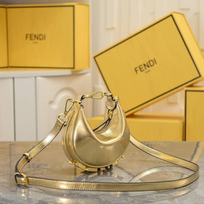 Alternative view of Fendi Nano Fendigraphy Mini Bag Metallic Gold 16Cm