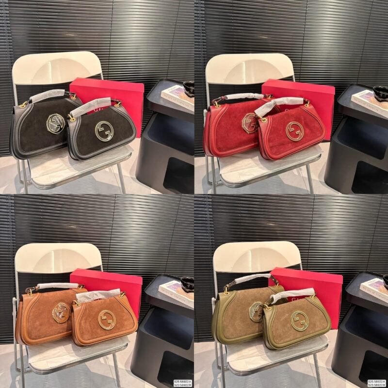 Alternative view of Gucci Blondie Small Shoulder Bag Dark Green Suede 26Cm 815715 Caaau 3027