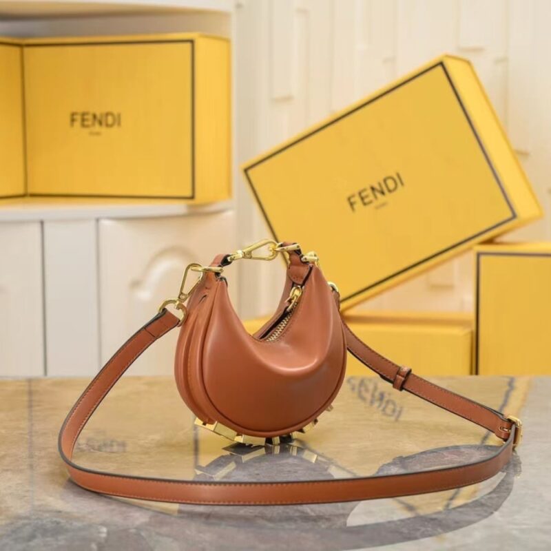 Alternative view of Fendi Fendigraphy Mini Leather Mini Bag Brown 20Cm 8BS081A5DYF1MQI
