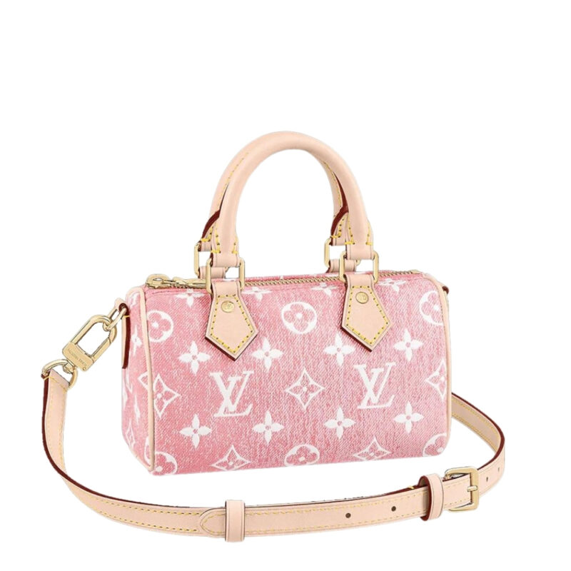 Louis Vuitton Nano Speedy Monogram Jacquard Denim Pink 17Cm M81213