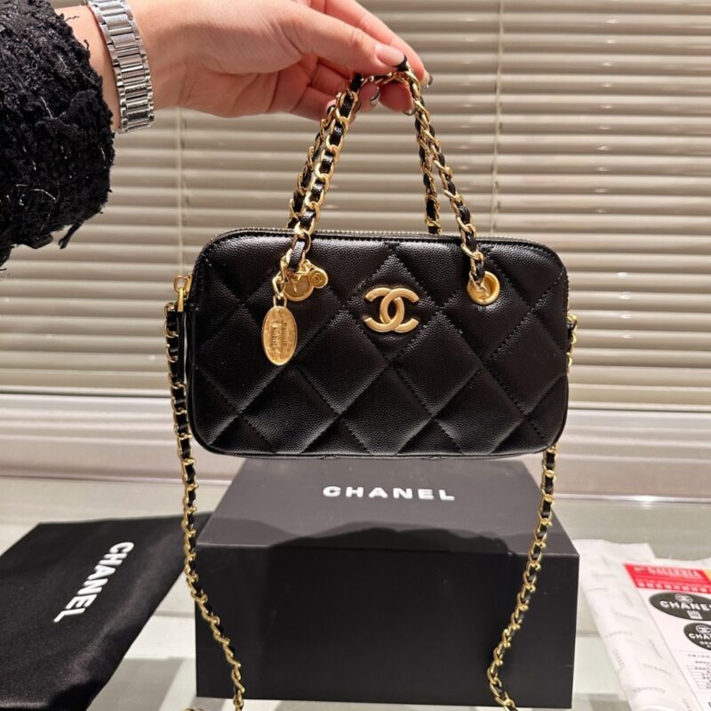 Alternative view of Chanel Matelasse Flap Caviar Bag With Chain Black 20Cm