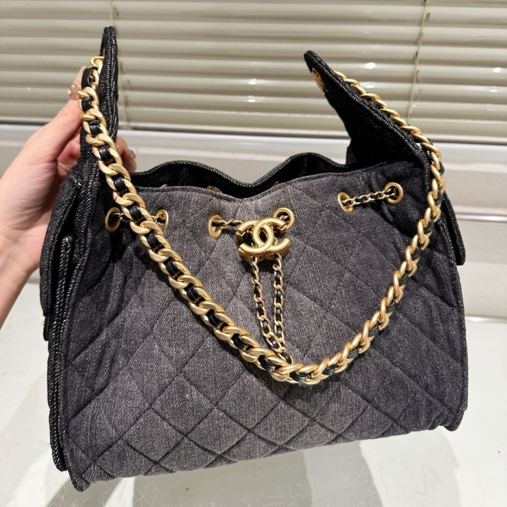 Chanel 25 Small Handbag Washed Denim Black 26Cm As5293 B20520 U0725 - Image 4