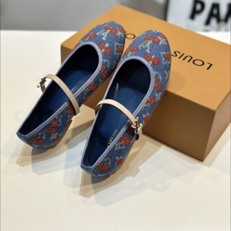 Alternative view of Louis Vuitton X Takashi Murakami Romy Flat Ballerina Monogram Cherry Denim 1Ahkov