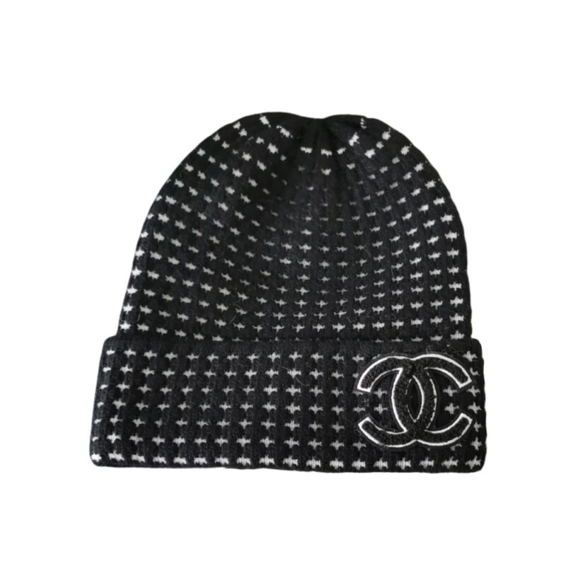 Chanel Cc Wool Beanie Black