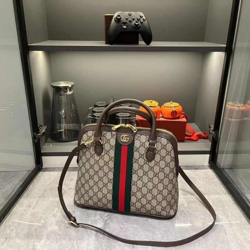 Alternative view of Gucci Ophidia Gg Logo Medium Top Handle Bag Beige And Brown 34Cm