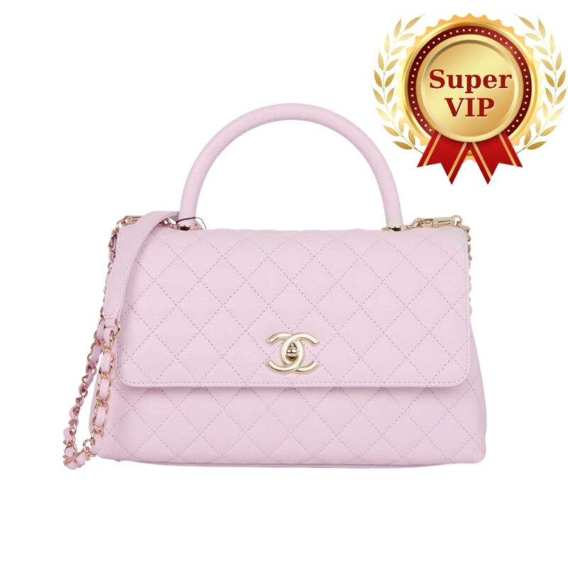 [Super Vip 1:1] Chanel Small Coco Handle Bag Gold Light Pink 23Cm