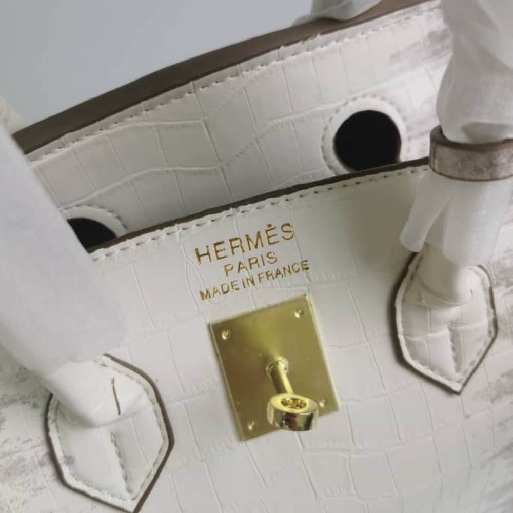 Hermes Birkin 30 Niloticus Himalaya Blanc Finish Gold Kelly 30Cm - Image 6