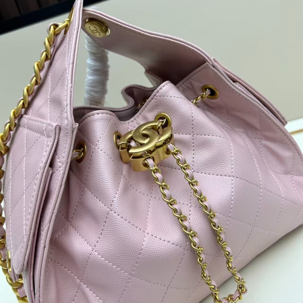 Chanel 25 Small Handbag Grained And Gold Tone Metal Light Pink 26Cm AS5293 B20304 NAGEO - Image 6