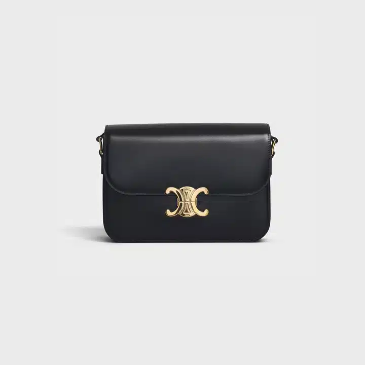 Celine Classique Triomphe Bag In Shiny Black 22.5Cm 187363Bf4.38No