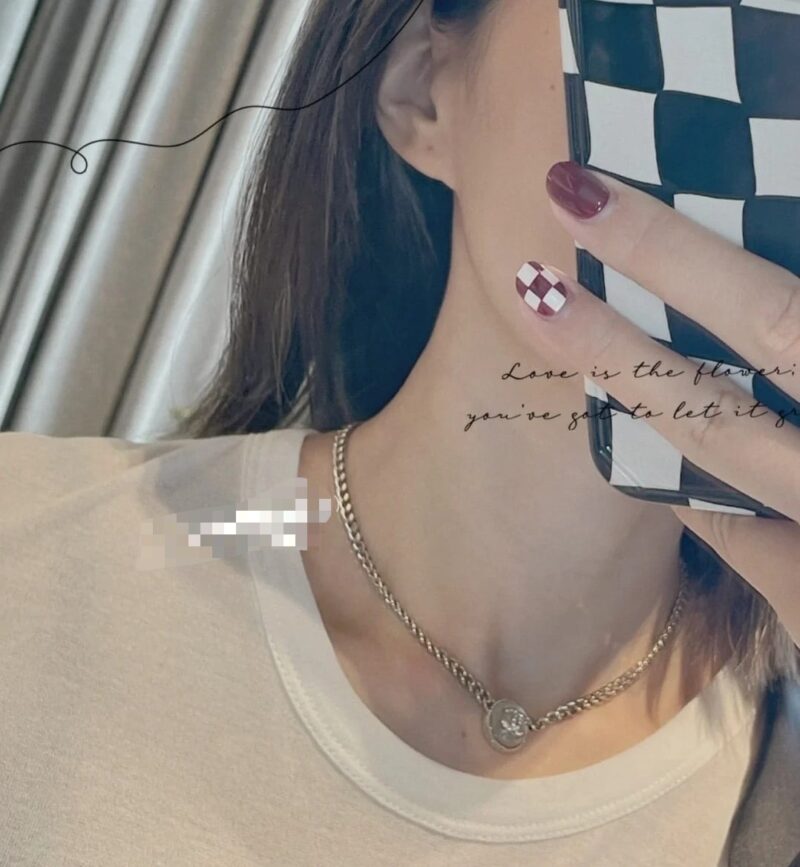 Alternative view of Chanel Logo Cc Necklace In Gold Metal And Silver Resin