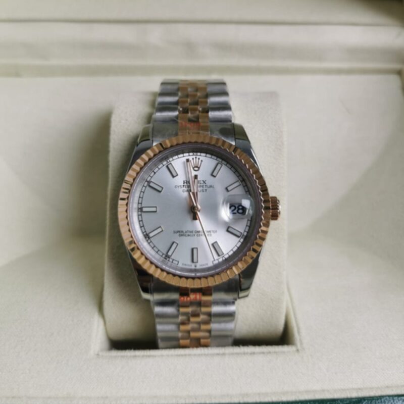 Alternative view of Rolex Oyster Perpetual Datejust White Dial With Silver And Everose Gold Strap 36Mm 126231 0017