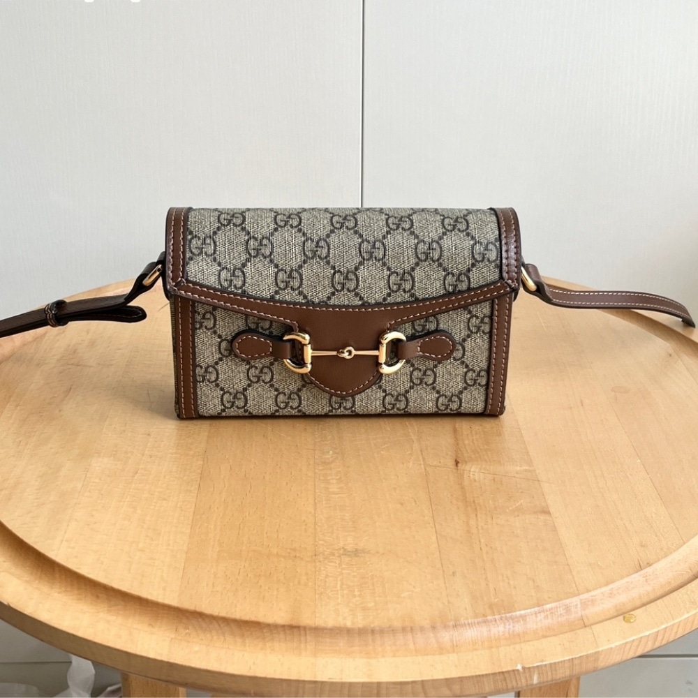 Gucci Horsebit 1955 Mini Bag Beige And Dark Brown Gg Supreme 18Cm 699296 92Tcg 8563 - Image 2