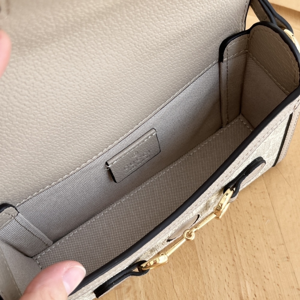 Gucci Horsebit 1955 Mini Bag Beige And White Gg Supreme 18Cm 699296 Uulbg 9683 - Image 6
