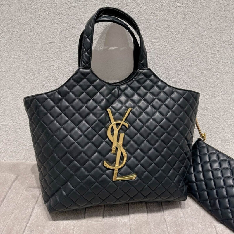 Alternative view of Saint Laurent Icare Shopping Bag In Quilted Gold Hardware Black 40Cm