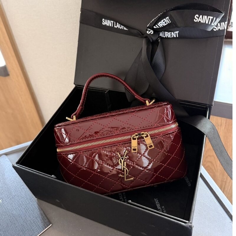 Alternative view of Saint Laurent Gany Vanity Bag In Patent Leather Wine Red 19Cm