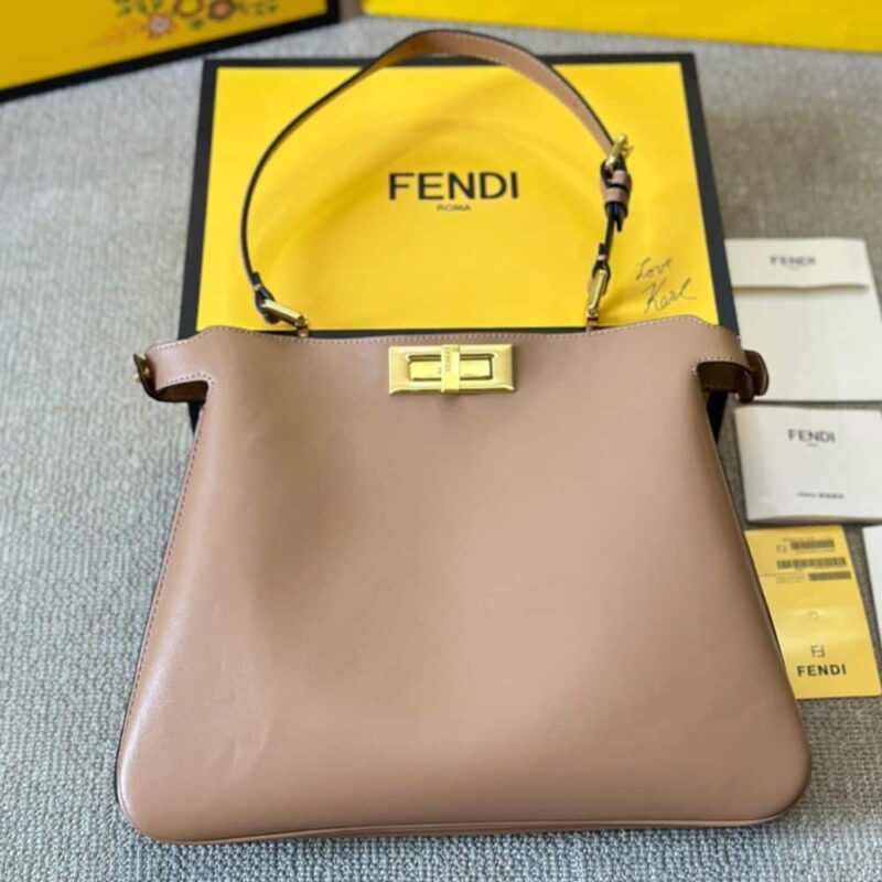 Alternative view of Fendi Peekaboo Soft Medium Leather Bag Dove Grey 33Cm