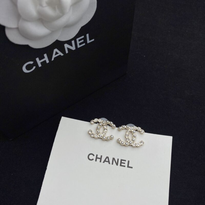 Alternative view of Chanel Cc Crystal Pearl Silver Earrings