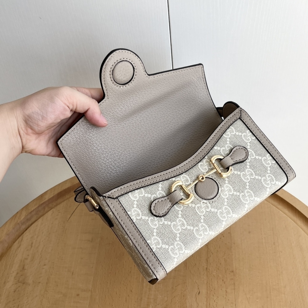 Gucci Horsebit 1955 Mini Bag Beige And White Gg Supreme 18Cm 699296 Uulbg 9683 - Image 9