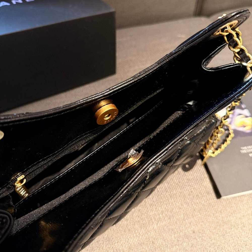 Chanel Small Hobo Bag Gold Black 20cm AS3710 B09746 94305 - Image 8