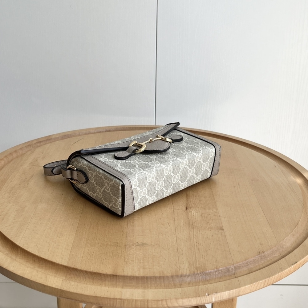 Gucci Horsebit 1955 Mini Bag Beige And White Gg Supreme 18Cm 699296 Uulbg 9683 - Image 8