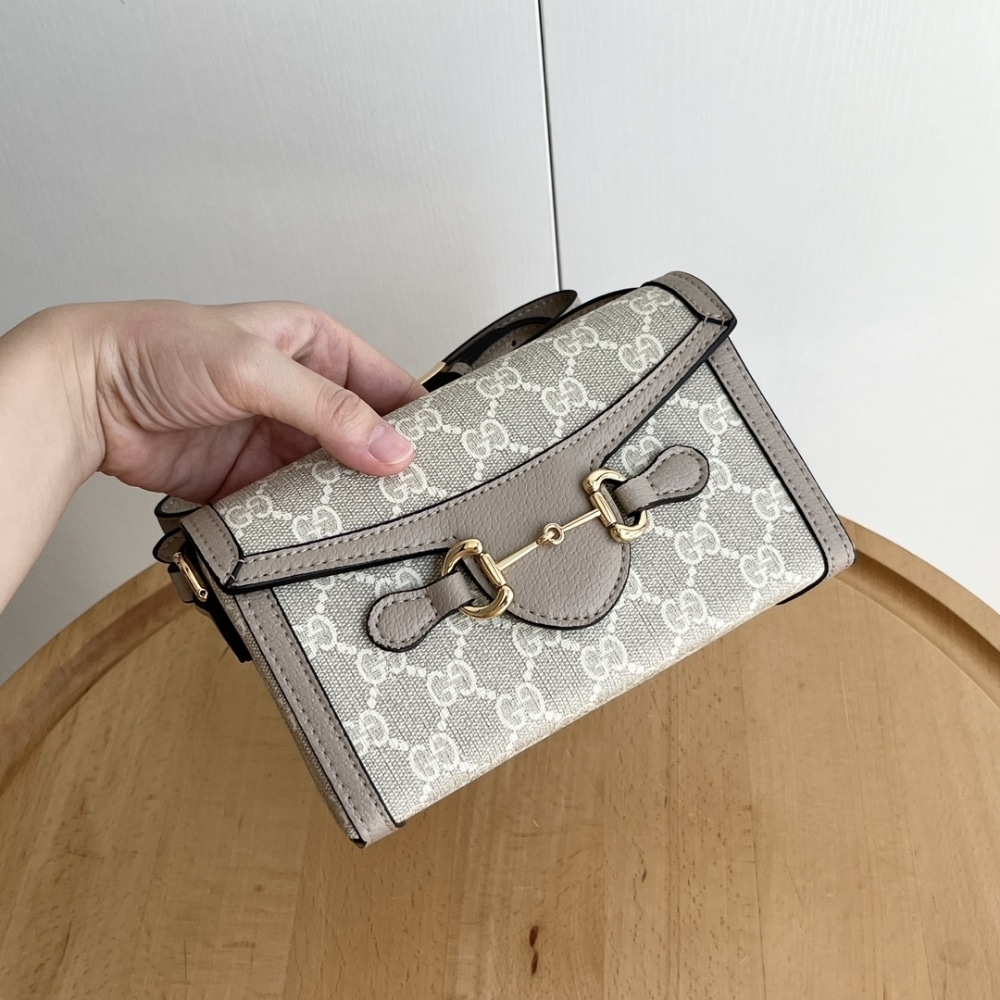 Gucci Horsebit 1955 Mini Bag Beige And White Gg Supreme 18Cm 699296 Uulbg 9683 - Image 7