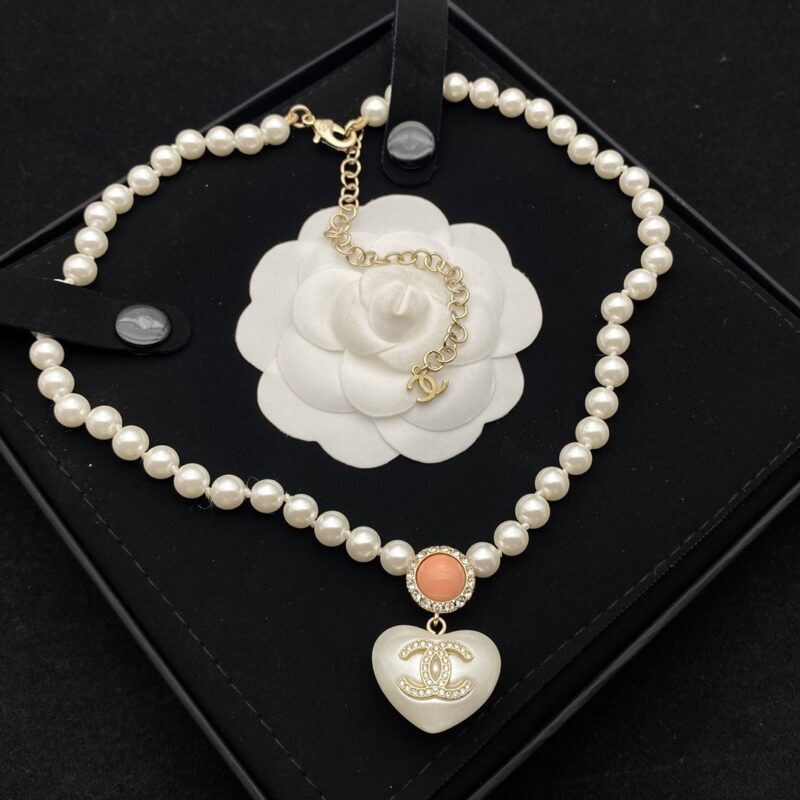 Alternative view of Chanel Cc Heart Pearl Necklace