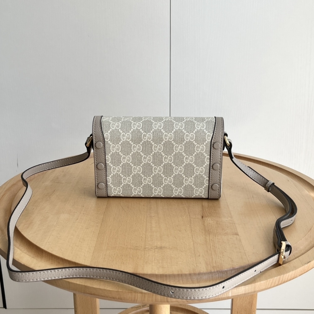 Gucci Horsebit 1955 Mini Bag Beige And White Gg Supreme 18Cm 699296 Uulbg 9683 - Image 5
