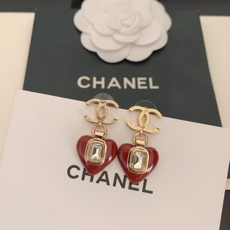 Alternative view of Chanel Heart Red Earrings Ab715