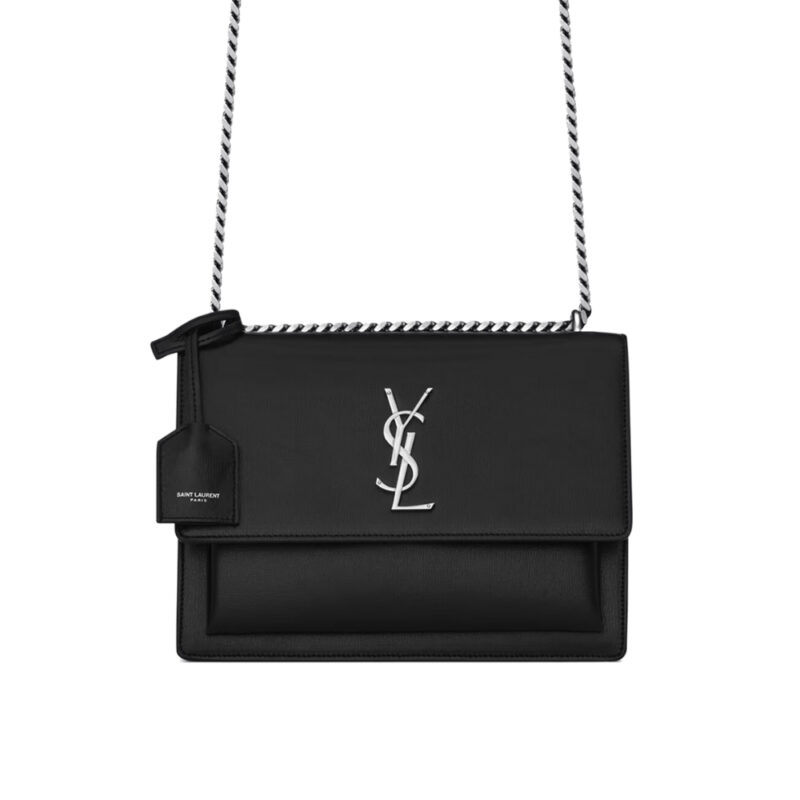 Saint Laurent Sunset Medium In Smooth Leather Black 20Cm 442906D420N1000