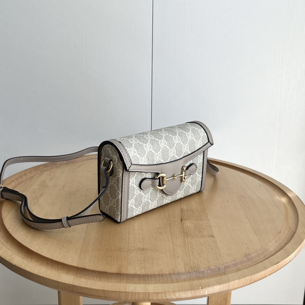 Gucci Horsebit 1955 Mini Bag Beige And White Gg Supreme 18Cm 699296 Uulbg 9683 - Image 3