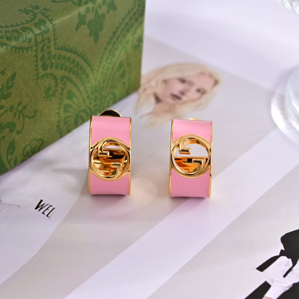 GIFT SET: GUCCI APHRODITE SHOULDER BAG PINK And BLONDIE ENAMEL HOOP EARRINGS - Image 5