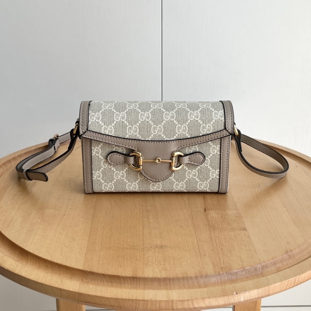 Gucci Horsebit 1955 Mini Bag Beige And White Gg Supreme 18Cm 699296 Uulbg 9683 - Image 2