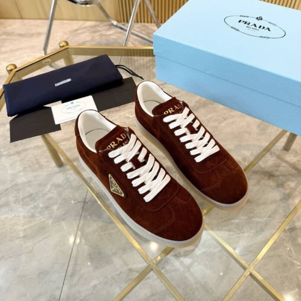Prada Downtown Re Nylon And Suede Sneakers Dark Brown 2Ee364 D7R F0007 F D002 - Image 2
