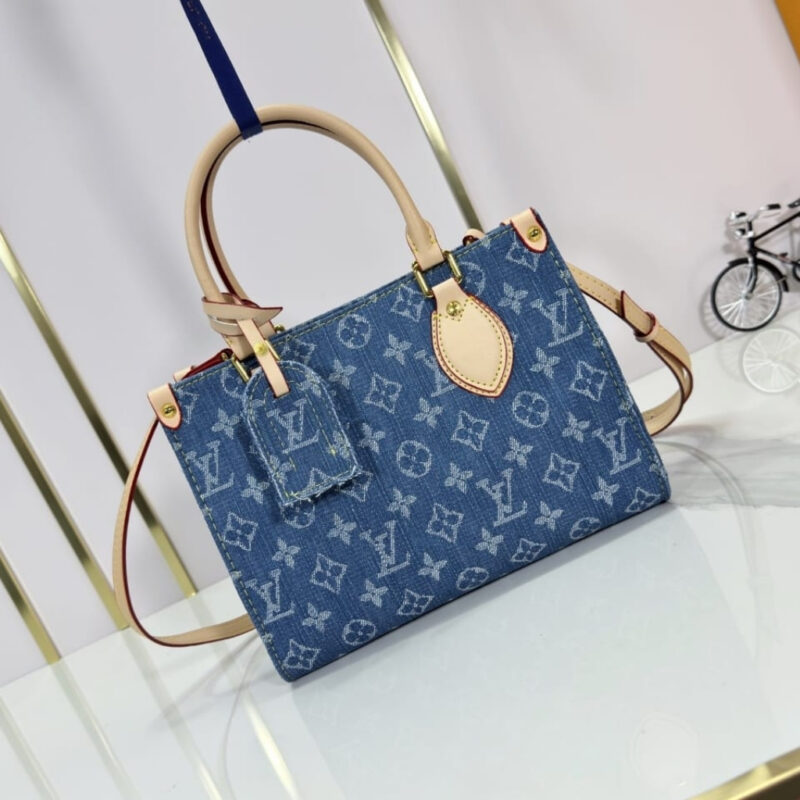 Alternative view of Louis Vuitton Onthego Lv Monogram Denim Tote Bag Light Blue 25Cm