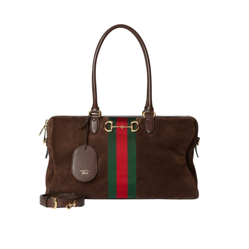 Gucci Borsetto Large Boston Bag Suede Leather Dark Brown 38Cm 866734 AAGIR 2146