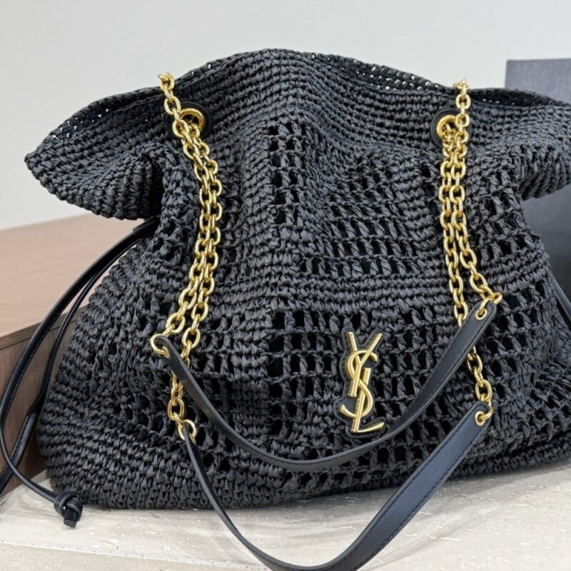Alternative view of Saint Laurent Jamie Shopping In Raffia Black 35Cm
