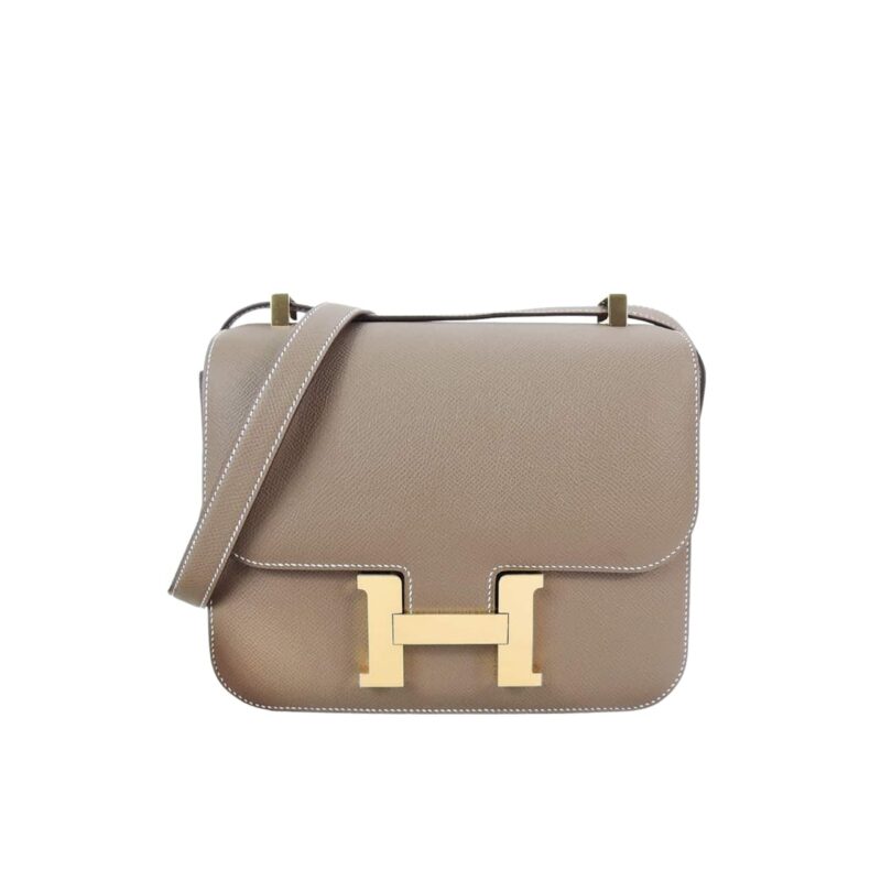 Hermes Constance Epsom Ck18 Etoupe Rose Gold Hardware 18Cm