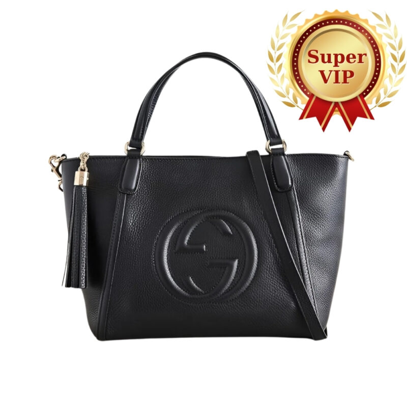 [Super Vip 1:1] Gucci Soho Small Top Handle Bag Black 35Cm 369176 A7M0G 1000