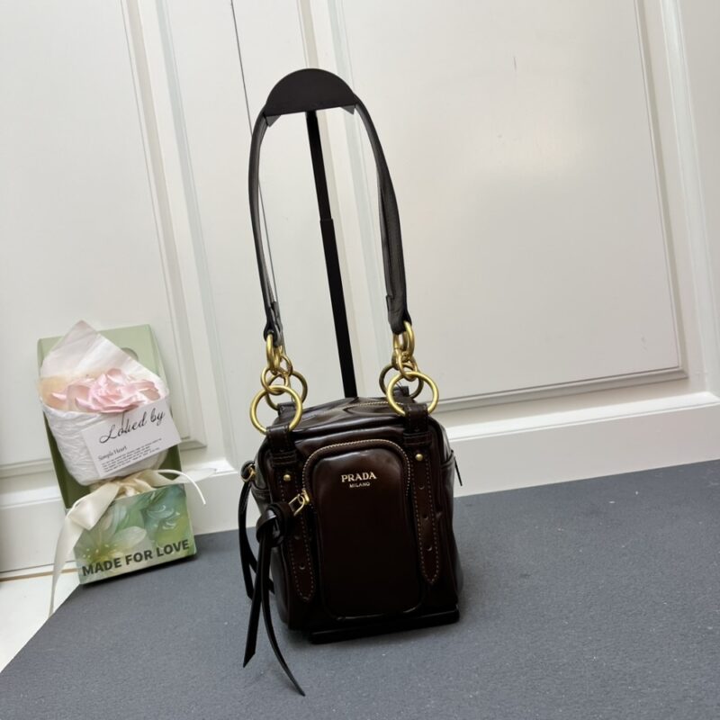 Alternative view of Prada Dangle Top Handle Mini Bag Brown 14Cm