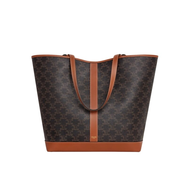 Celine Medium Cabas In Triomphe Canvas And Tan 28Cm 115072Cas 04Lu