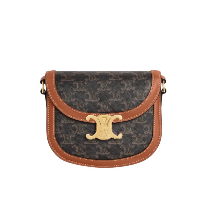 Celine Besace Clea In Triomphe Canvas And Tan 19Cm 110962Bz4 04Lu