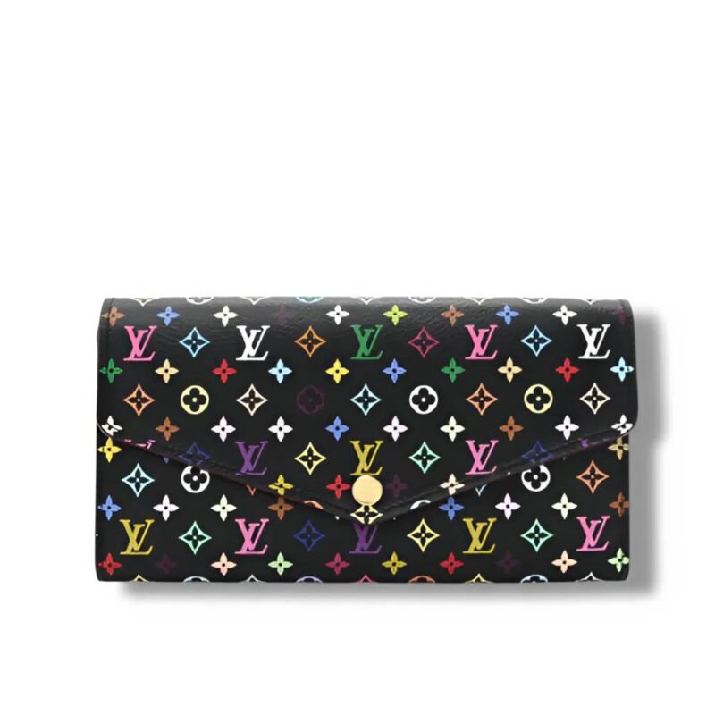 Louis Vuitton Sarah Wallet Monogram Multicolor Black 19Cm