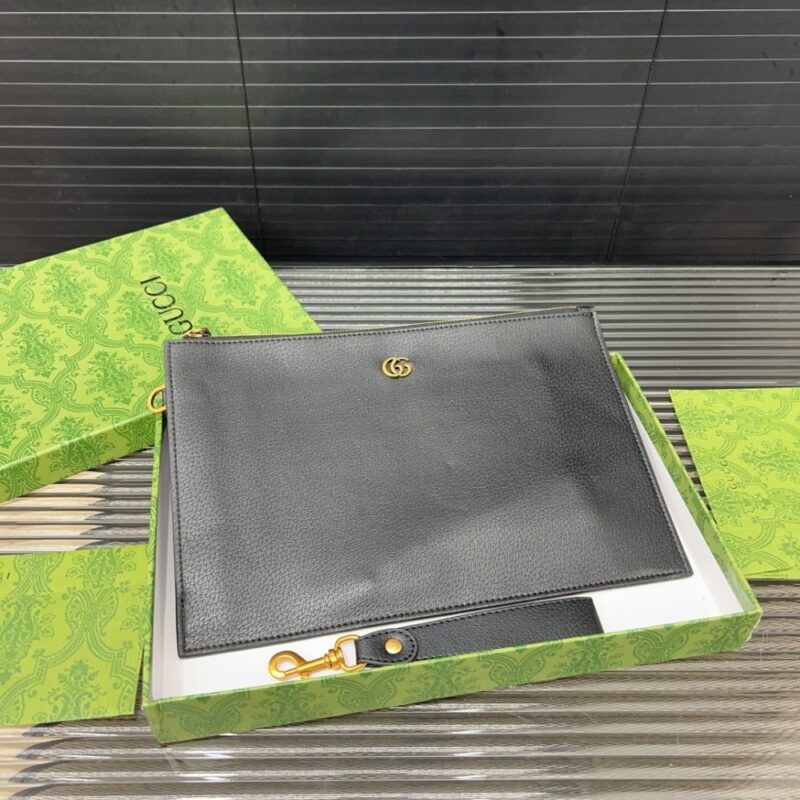Alternative view of Gucci Gg Leather Pouch Clutch Bag Black 29Cm