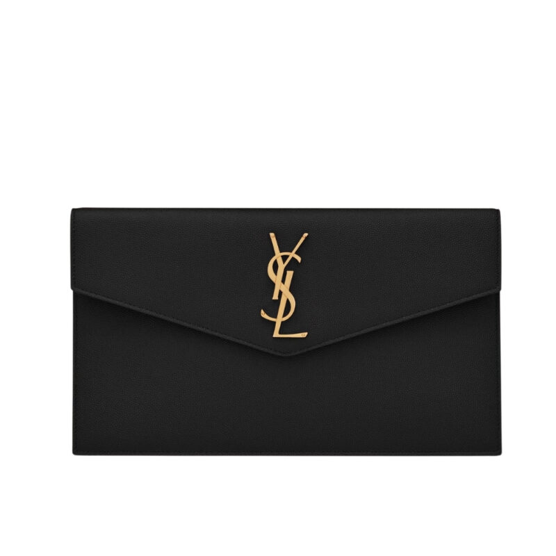 Saint Laurent Uptown Pouch In Grain De Poudre Leather Black 27Cm 5657391Gf0J1000