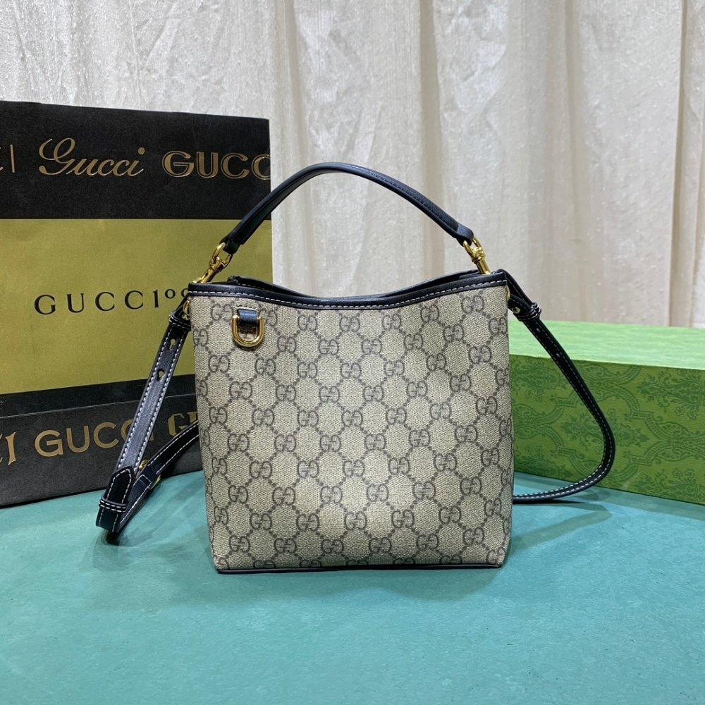 Gucci Gg Emblem Small Bucket Bag Beige And Dark Brown 20Cm 815118 Fad6L 9741 - Image 2